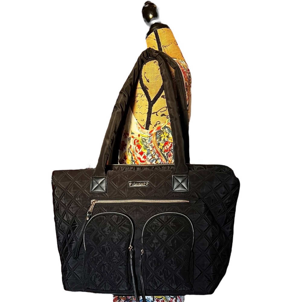 JOAN & DAVID BAG WEEKENDER LARGE TOTE BLACK W/ GOLD TONE HARDWARE
